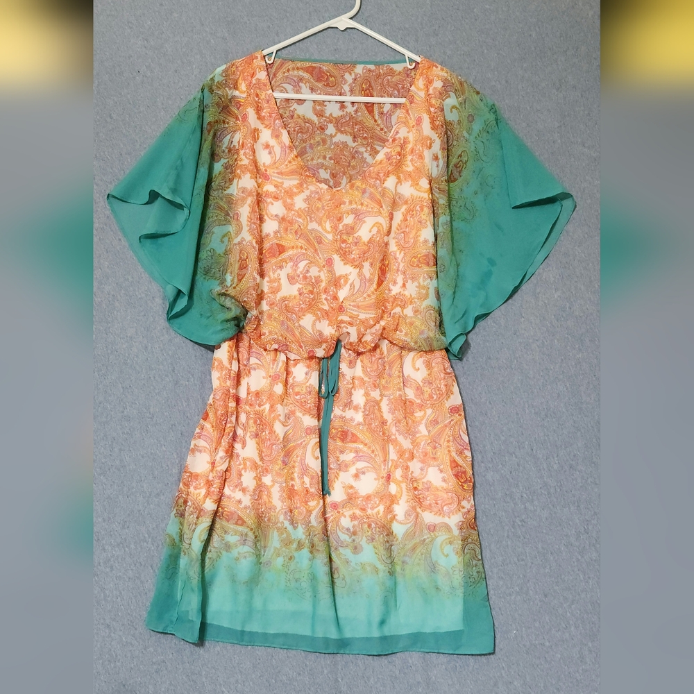 Bisou Bisou loose fit paisley print mini dress. Size 12